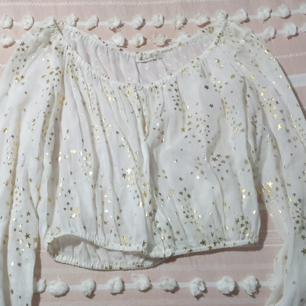 Long sleeved sheer LoveShackFancy blouse